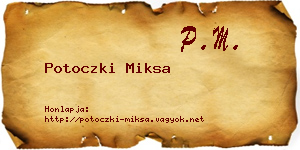 Potoczki Miksa névjegykártya